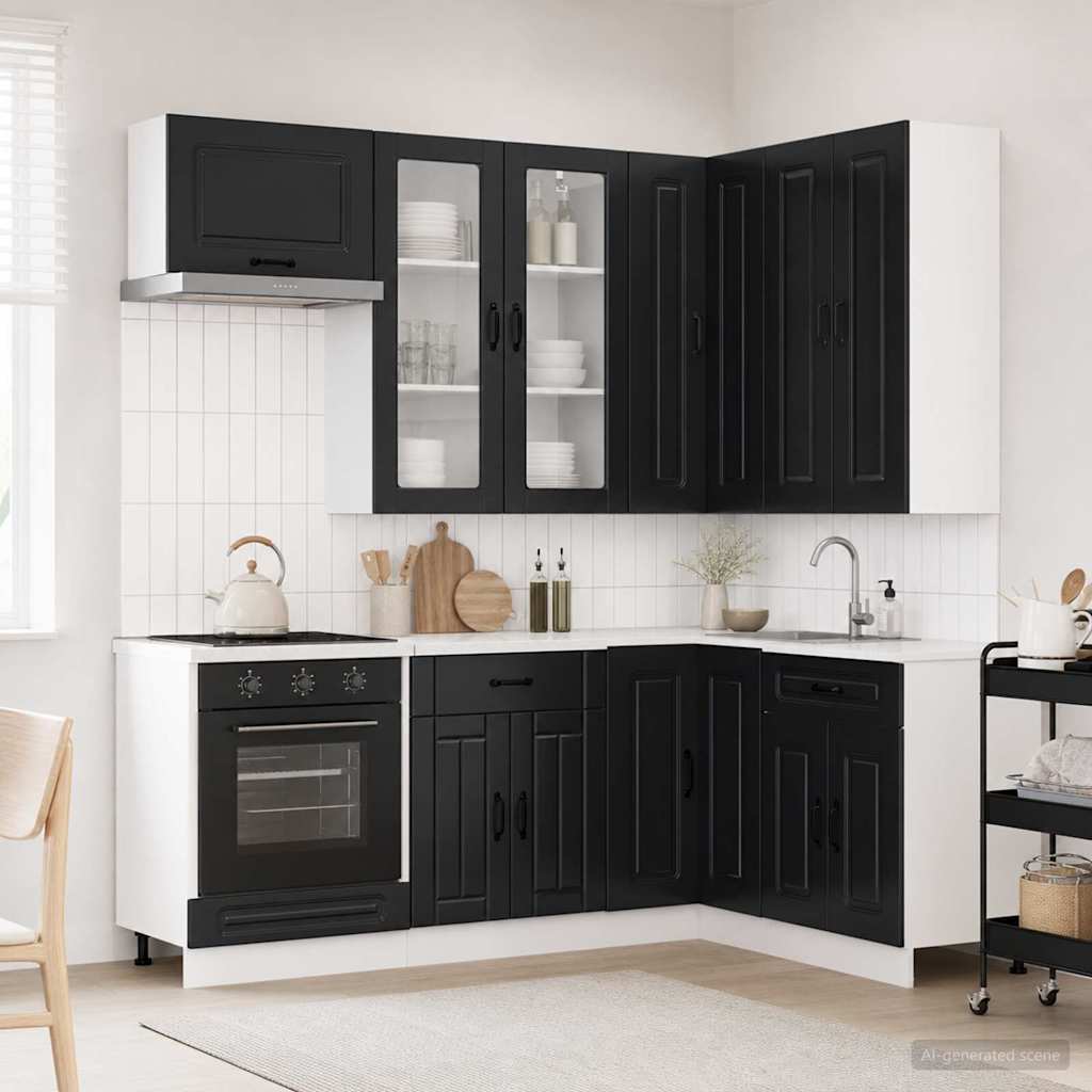 Μονάδα κουζίνας KALMAR 8 pcs Μαύρο Επεξεργασμένο Ξύλο - Pakobazaar