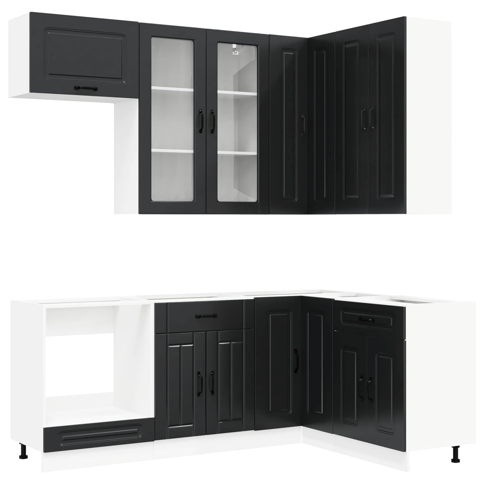 Μονάδα κουζίνας KALMAR 8 pcs Μαύρο Επεξεργασμένο Ξύλο - Pakobazaar
