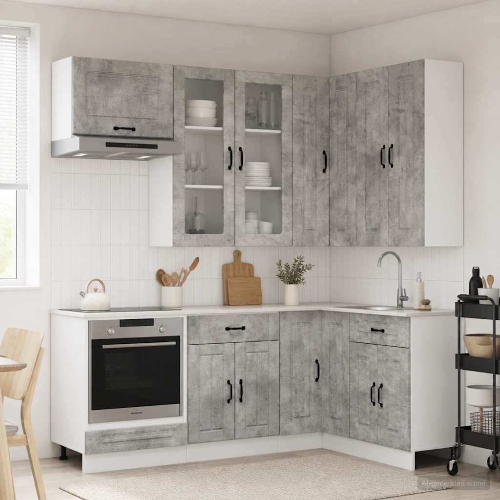 Μονάδα κουζίνας KALMAR 8 pcs Γκρι Σκυροδέματος - Pakobazaar
