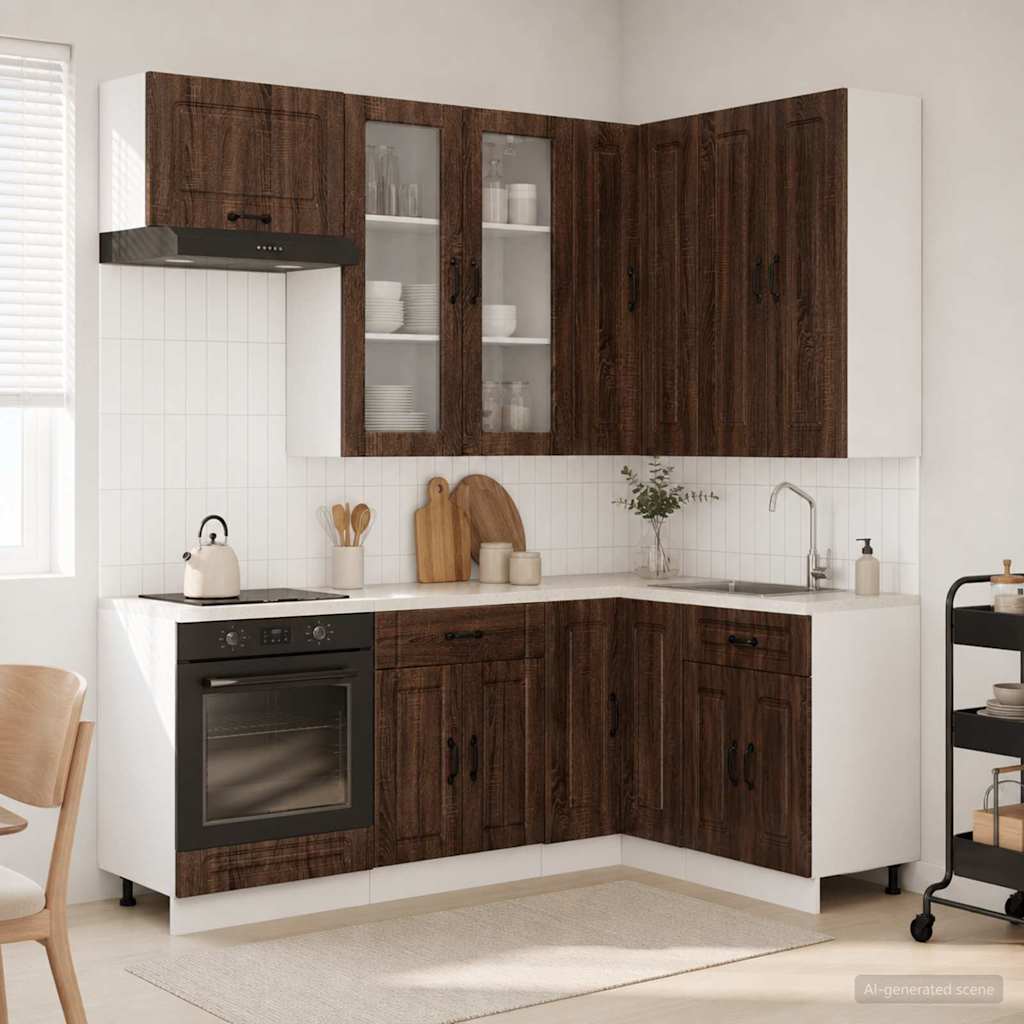 Μονάδα κουζίνας KALMAR 8 pcs Καφέ Ξύλο Δρυός Επεξεργασμένο Ξύλο - Pakobazaar