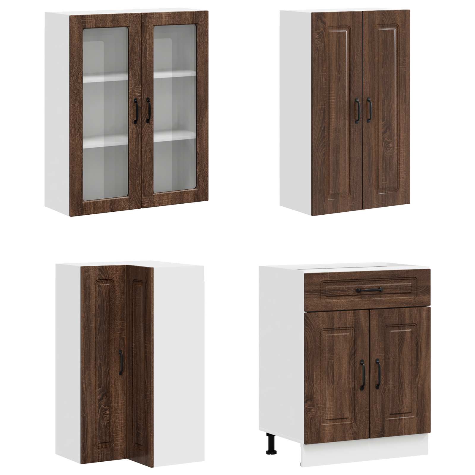 Μονάδα κουζίνας KALMAR 8 pcs Καφέ Ξύλο Δρυός Επεξεργασμένο Ξύλο - Pakobazaar
