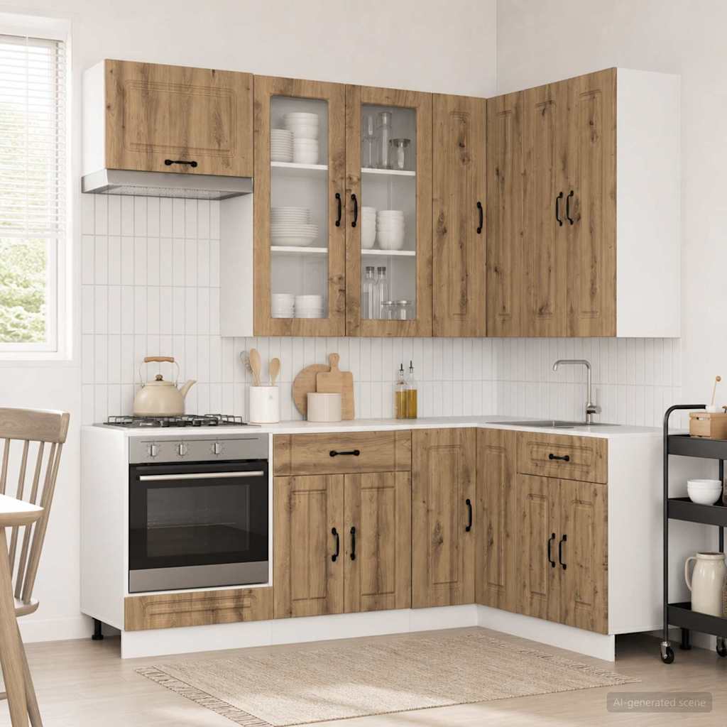 Μονάδα κουζίνας KALMAR 8 pcs Artisan Δρυς Επεξεργασμένο Ξύλο - Pakobazaar