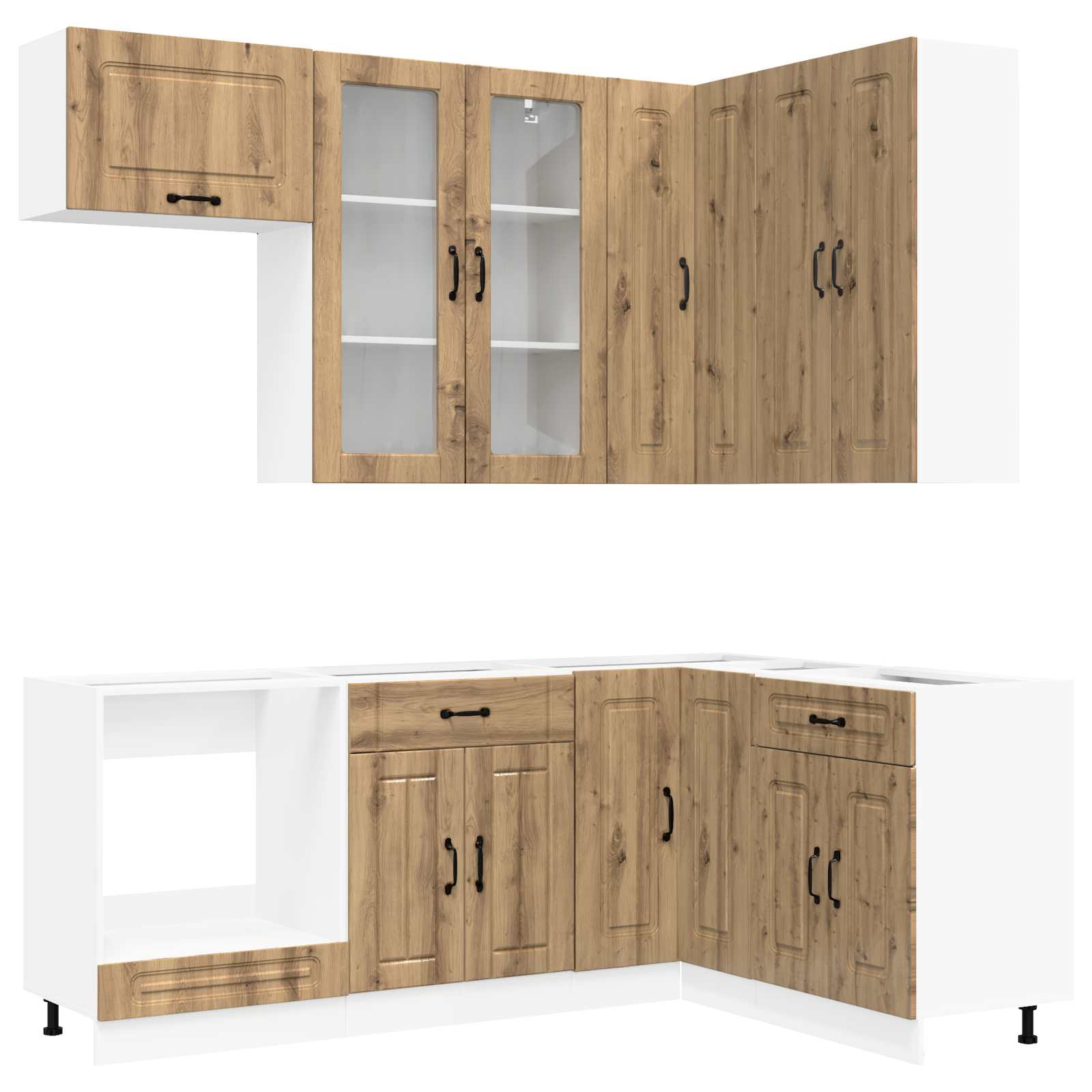 Μονάδα κουζίνας KALMAR 8 pcs Artisan Δρυς Επεξεργασμένο Ξύλο - Pakobazaar