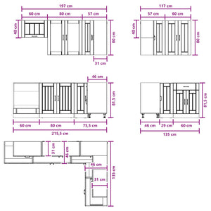 Μονάδα κουζίνας LUCCA 8 pcs Λευκό Επεξεργασμένο Ξύλο - Pakobazaar