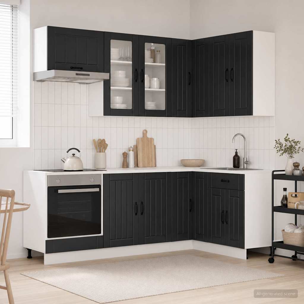 Μονάδα κουζίνας LUCCA 8 pcs Μαύρο Επεξεργασμένο Ξύλο