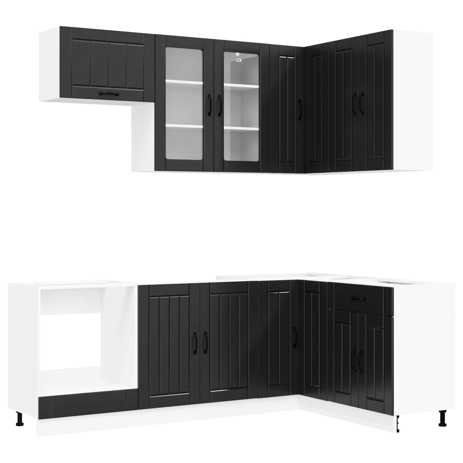 Μονάδα κουζίνας LUCCA 8 pcs Μαύρο Επεξεργασμένο Ξύλο
