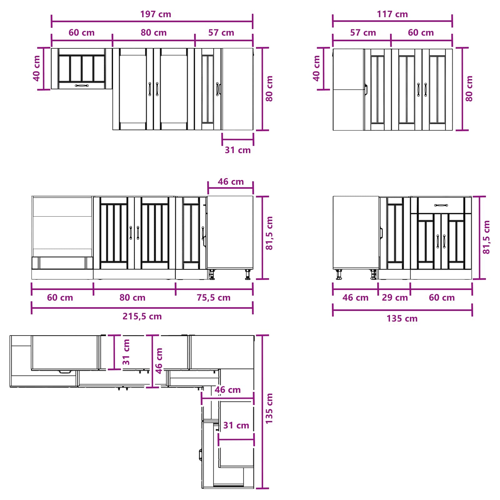 Μονάδα κουζίνας LUCCA 8 pcs Γκρι Σκυροδέματος