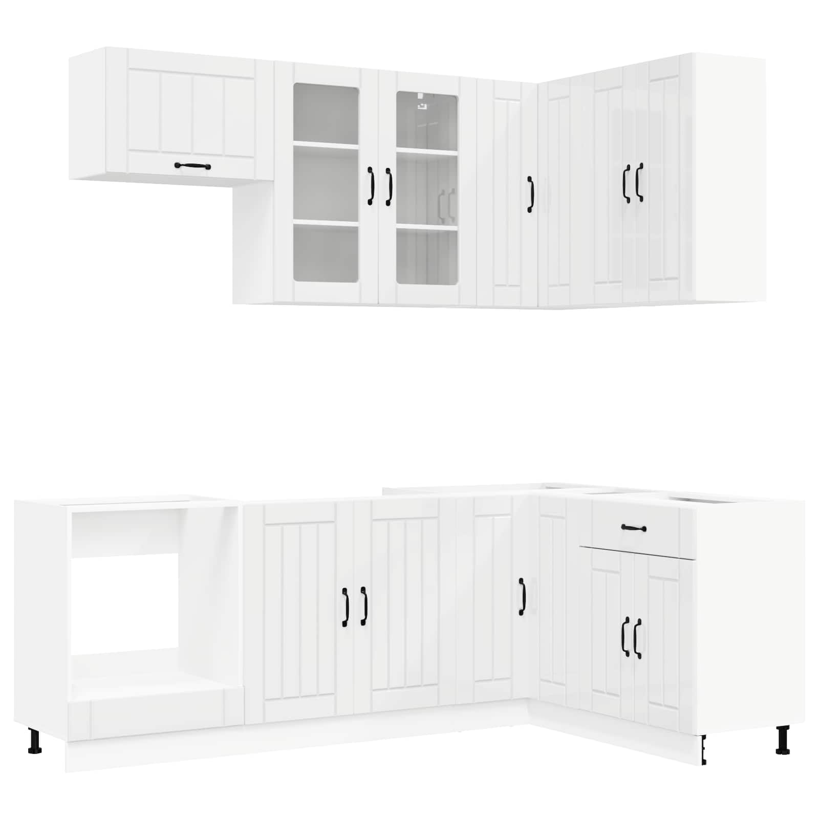 Μονάδα κουζίνας LUCCA 8 pcs Γυαλιστερό Λευκό Επεξεργασμένο Ξύλο - Pakobazaar
