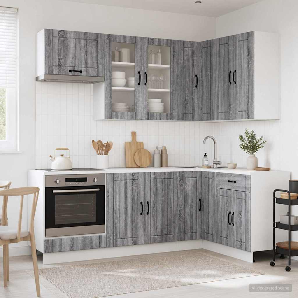 Μονάδα κουζίνας LUCCA 8 pcs Γκρι Sonoma Επεξεργασμένο Ξύλο - Pakobazaar