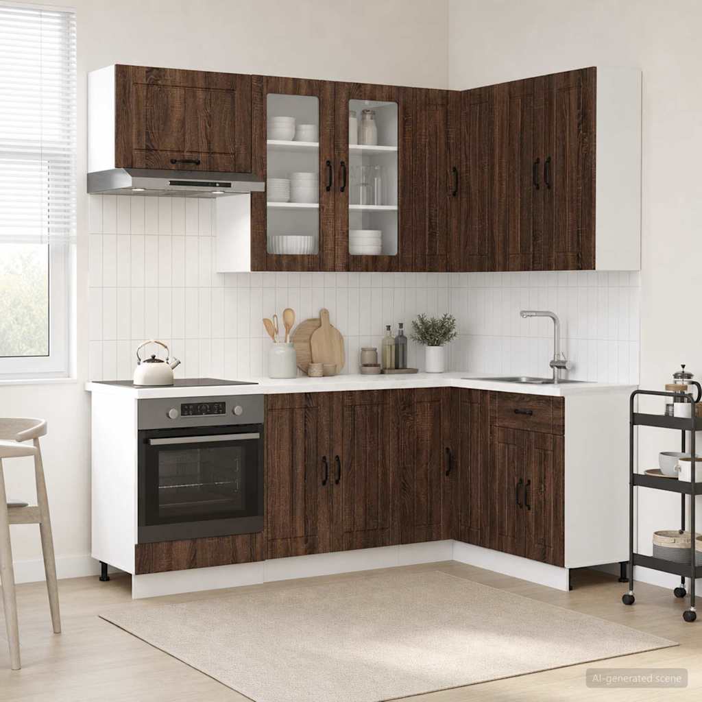 Μονάδα κουζίνας LUCCA 8 pcs Καφέ Ξύλο Δρυός Επεξεργασμένο Ξύλο - Pakobazaar