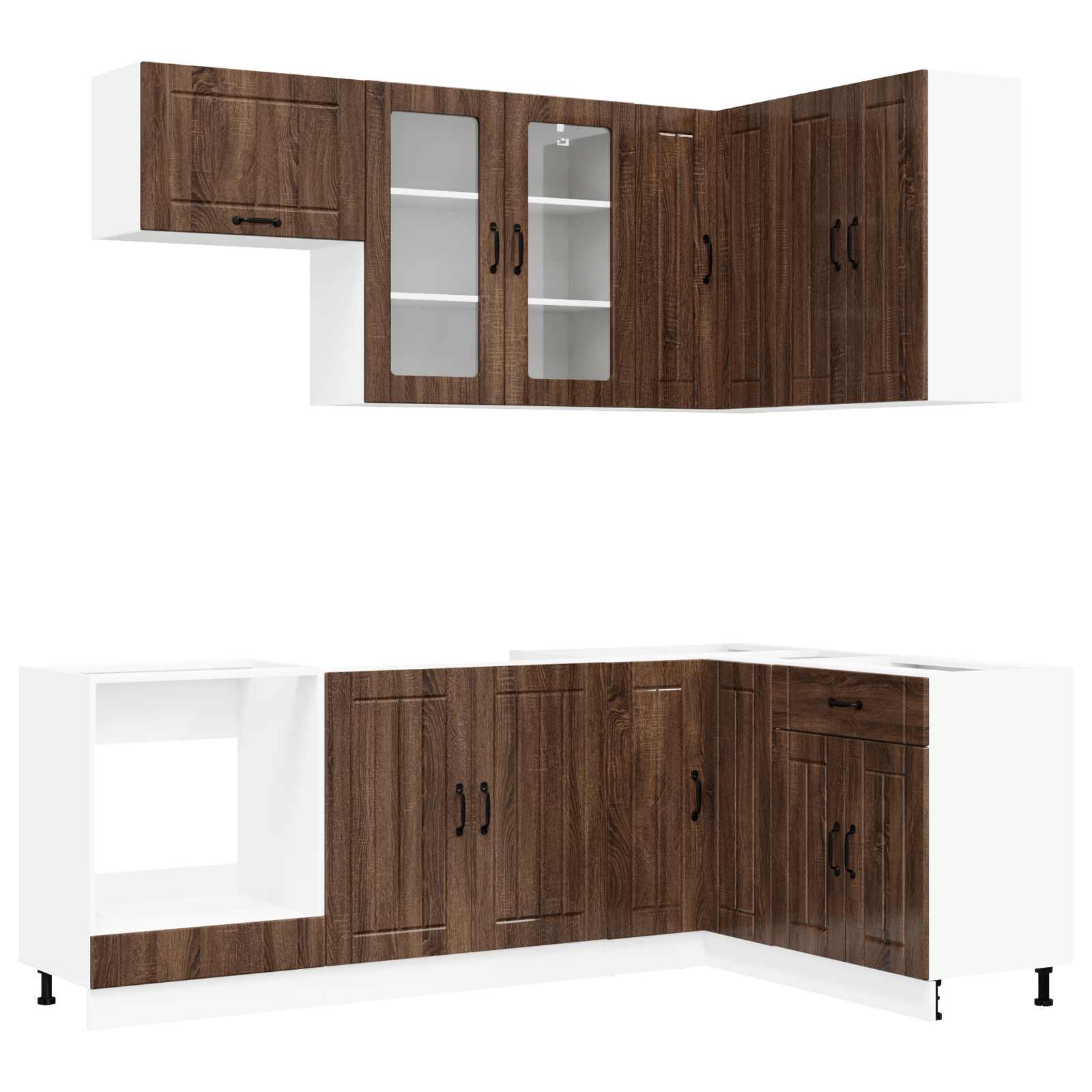 Μονάδα κουζίνας LUCCA 8 pcs Καφέ Ξύλο Δρυός Επεξεργασμένο Ξύλο - Pakobazaar