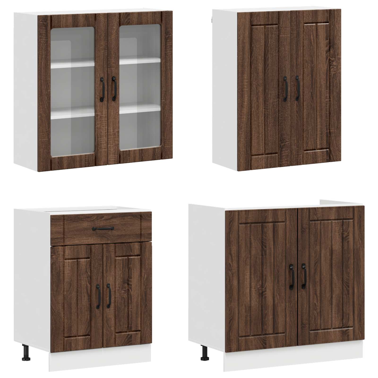 Μονάδα κουζίνας LUCCA 8 pcs Καφέ Ξύλο Δρυός Επεξεργασμένο Ξύλο - Pakobazaar