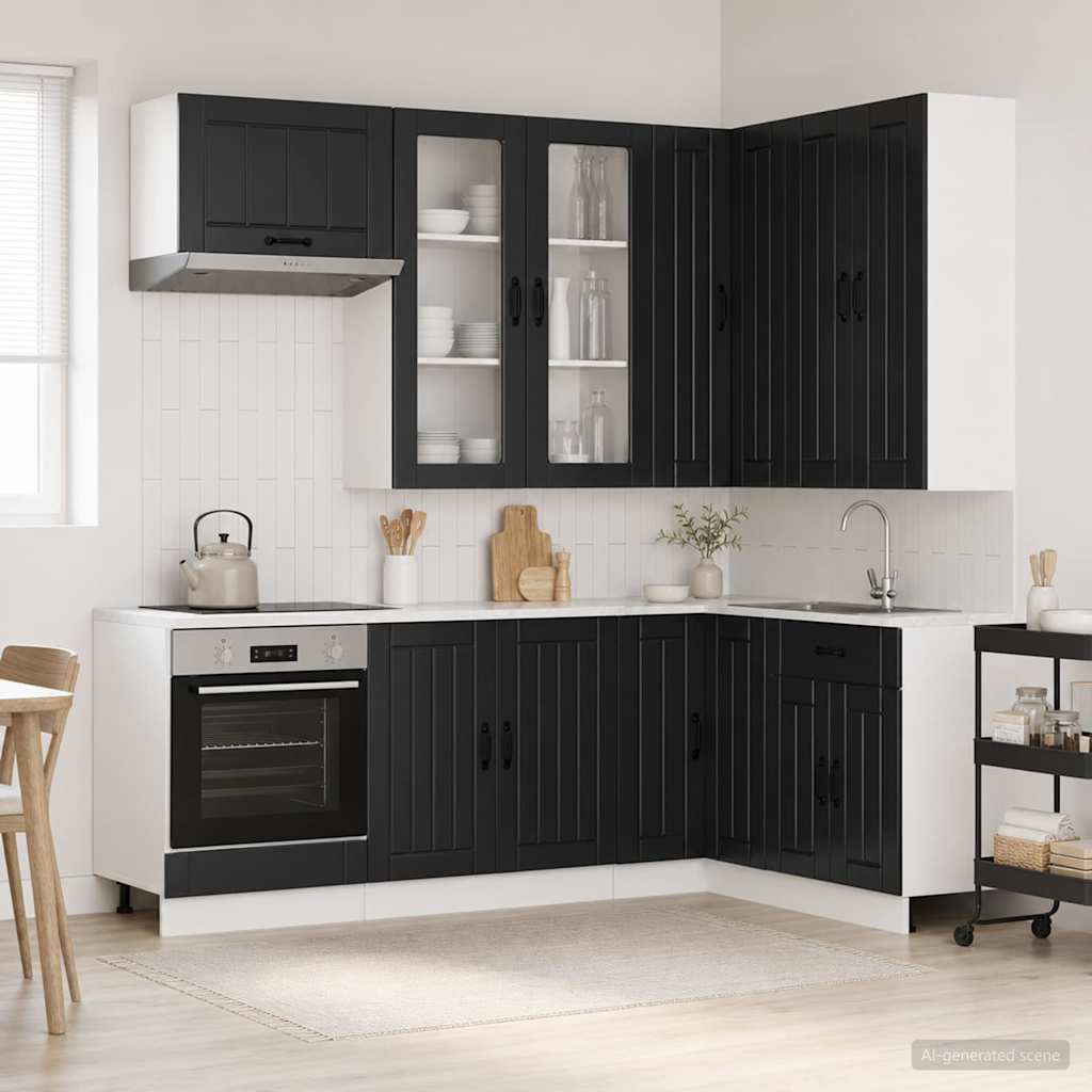 Μονάδα κουζίνας LUCCA 8 pcs Μαύρο Επεξεργασμένο Ξύλο