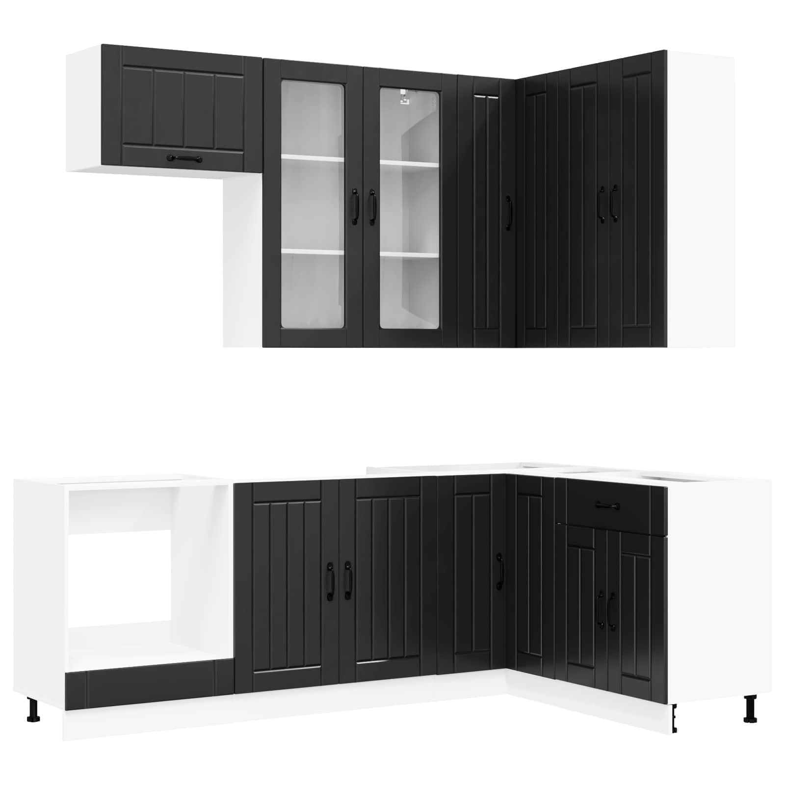 Μονάδα κουζίνας LUCCA 8 pcs Μαύρο Επεξεργασμένο Ξύλο