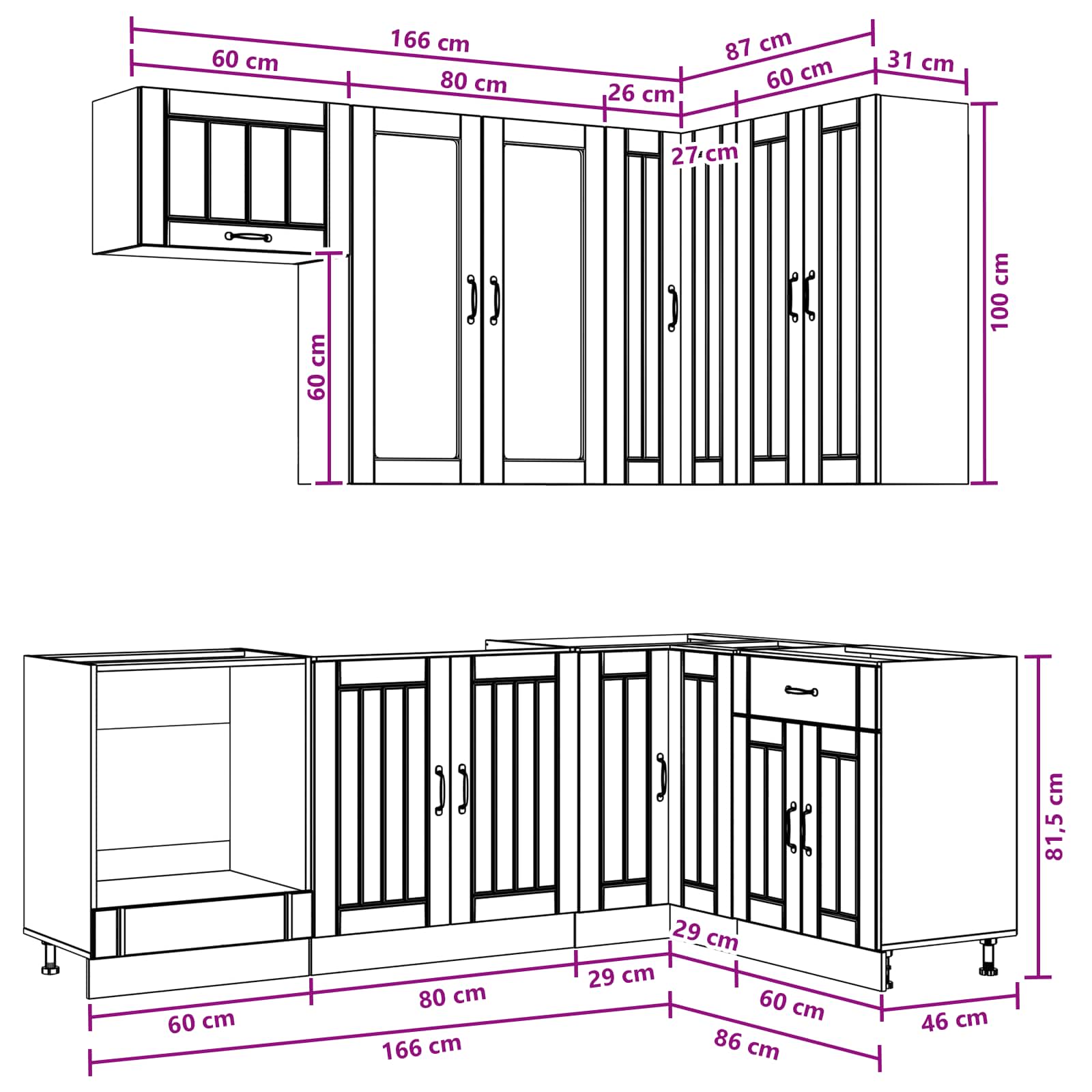 Μονάδα κουζίνας LUCCA 8 pcs Sonoma Δρυς Επεξεργασμένο Ξύλο