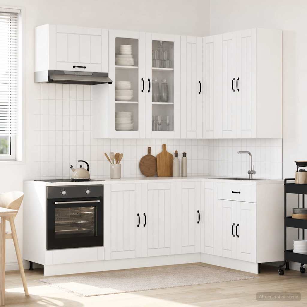 Μονάδα κουζίνας LUCCA 8 pcs Γυαλιστερό Λευκό Επεξεργασμένο Ξύλο - Pakobazaar