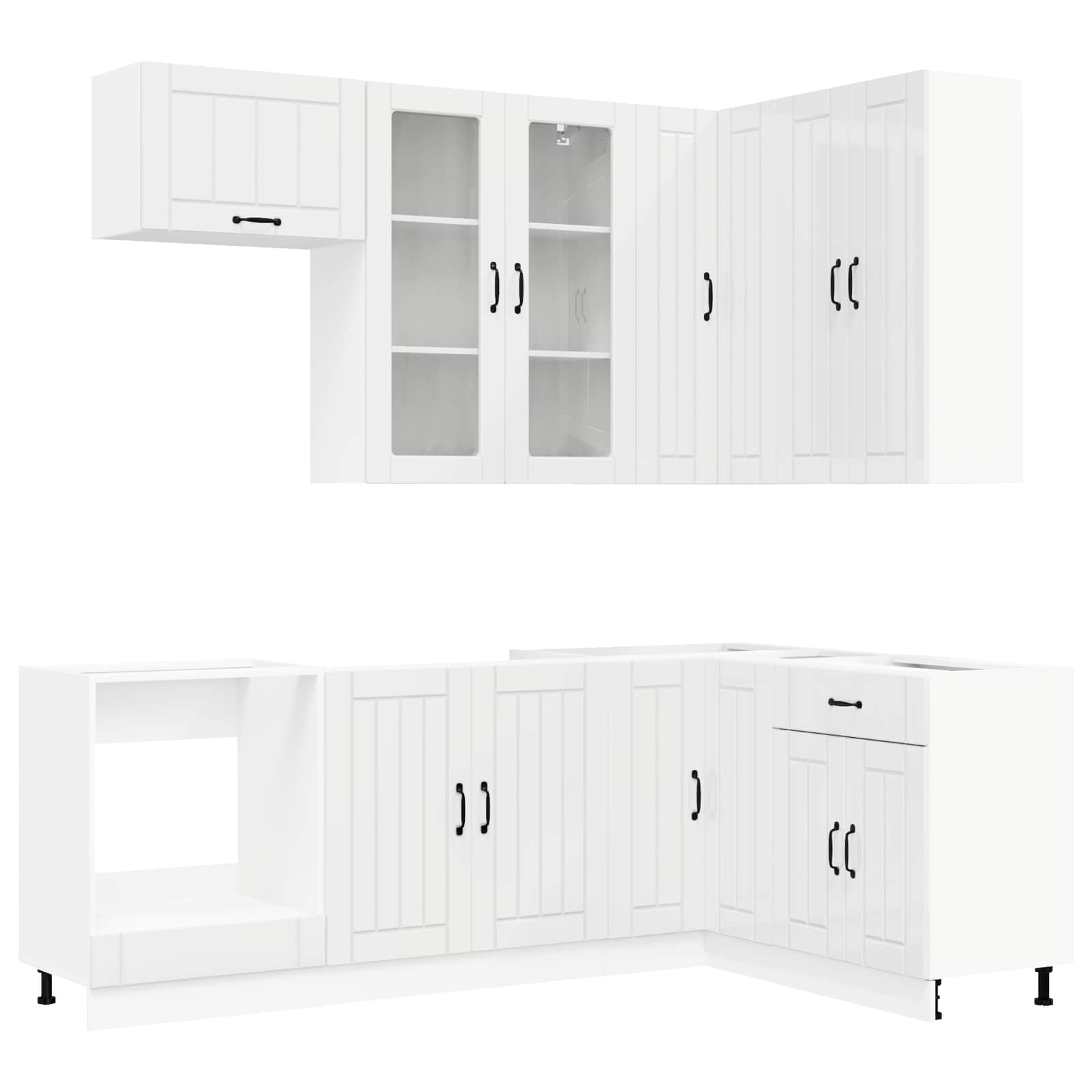 Μονάδα κουζίνας LUCCA 8 pcs Γυαλιστερό Λευκό Επεξεργασμένο Ξύλο - Pakobazaar