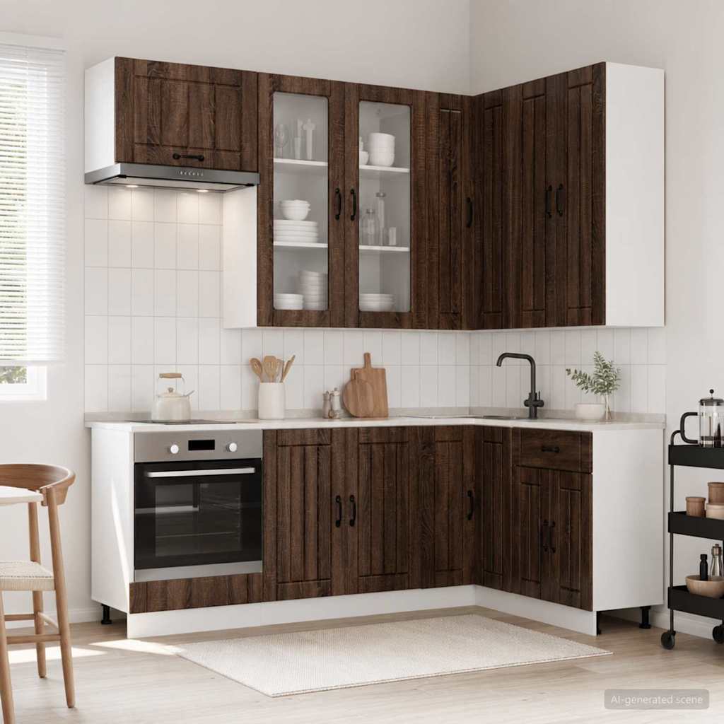 Μονάδα κουζίνας LUCCA 8 pcs Καφέ Ξύλο Δρυός Επεξεργασμένο Ξύλο