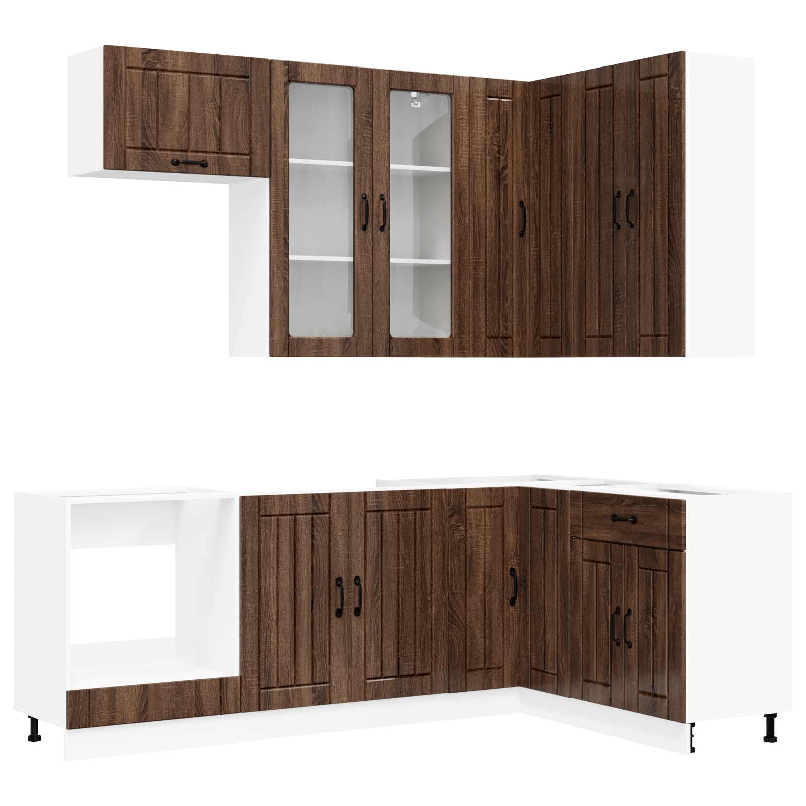 Μονάδα κουζίνας LUCCA 8 pcs Καφέ Ξύλο Δρυός Επεξεργασμένο Ξύλο