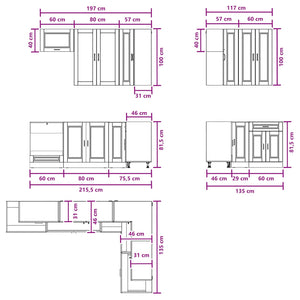 Μονάδα κουζίνας PORTO 8 pcs Μαύρο Επεξεργασμένο Ξύλο - Pakobazaar