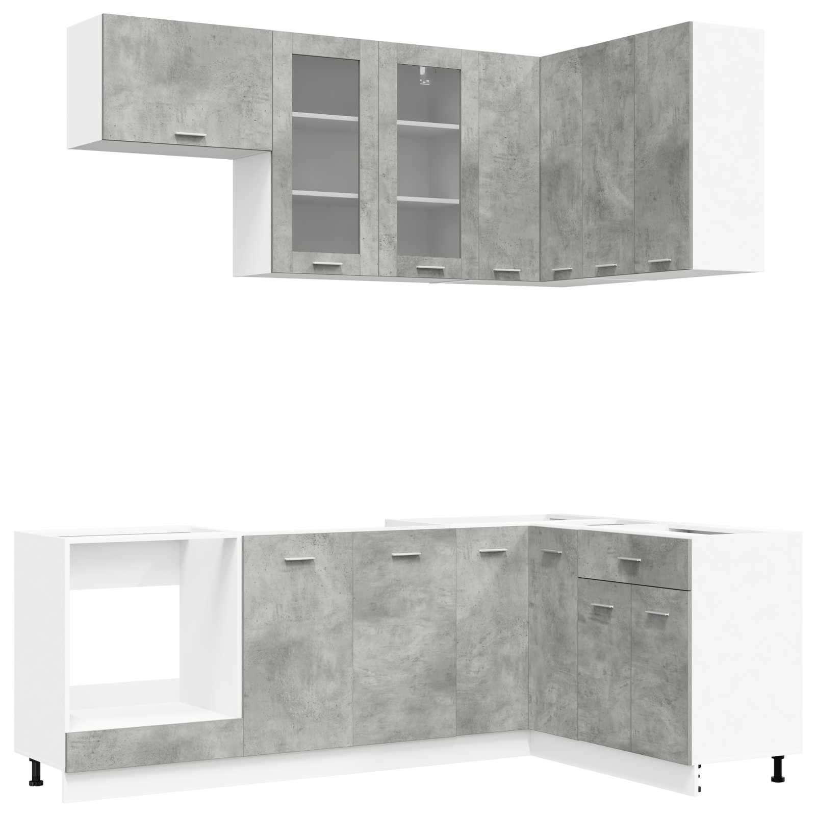 Μονάδα κουζίνας LYON 8 pcs Γκρι Σκυροδέματος Επεξεργασμένο Ξύλο