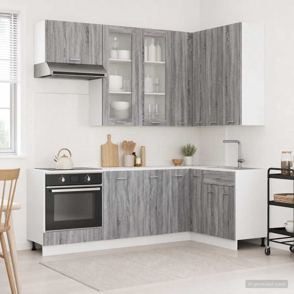 Μονάδα κουζίνας LYON 8 pcs Γκρι Sonoma Επεξεργασμένο Ξύλο - Pakobazaar