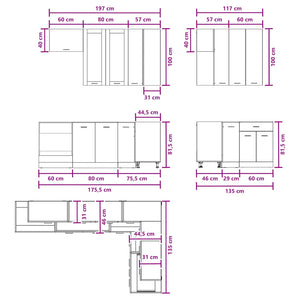 Μονάδα κουζίνας LYON 8 pcs Γκρι Sonoma Επεξεργασμένο Ξύλο - Pakobazaar