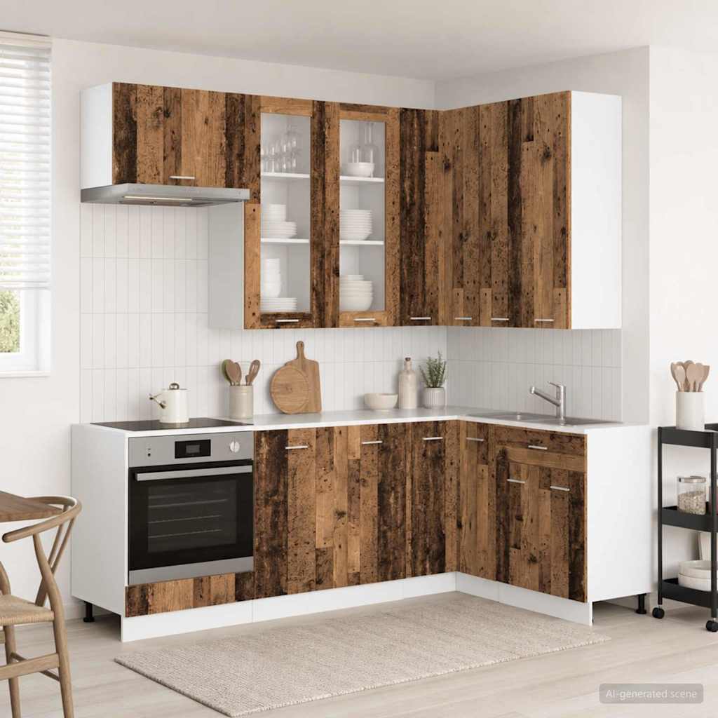 Μονάδα κουζίνας LYON 8 pcs Παλαιωμένο ξύλο Επεξεργασμένο Ξύλο - Pakobazaar