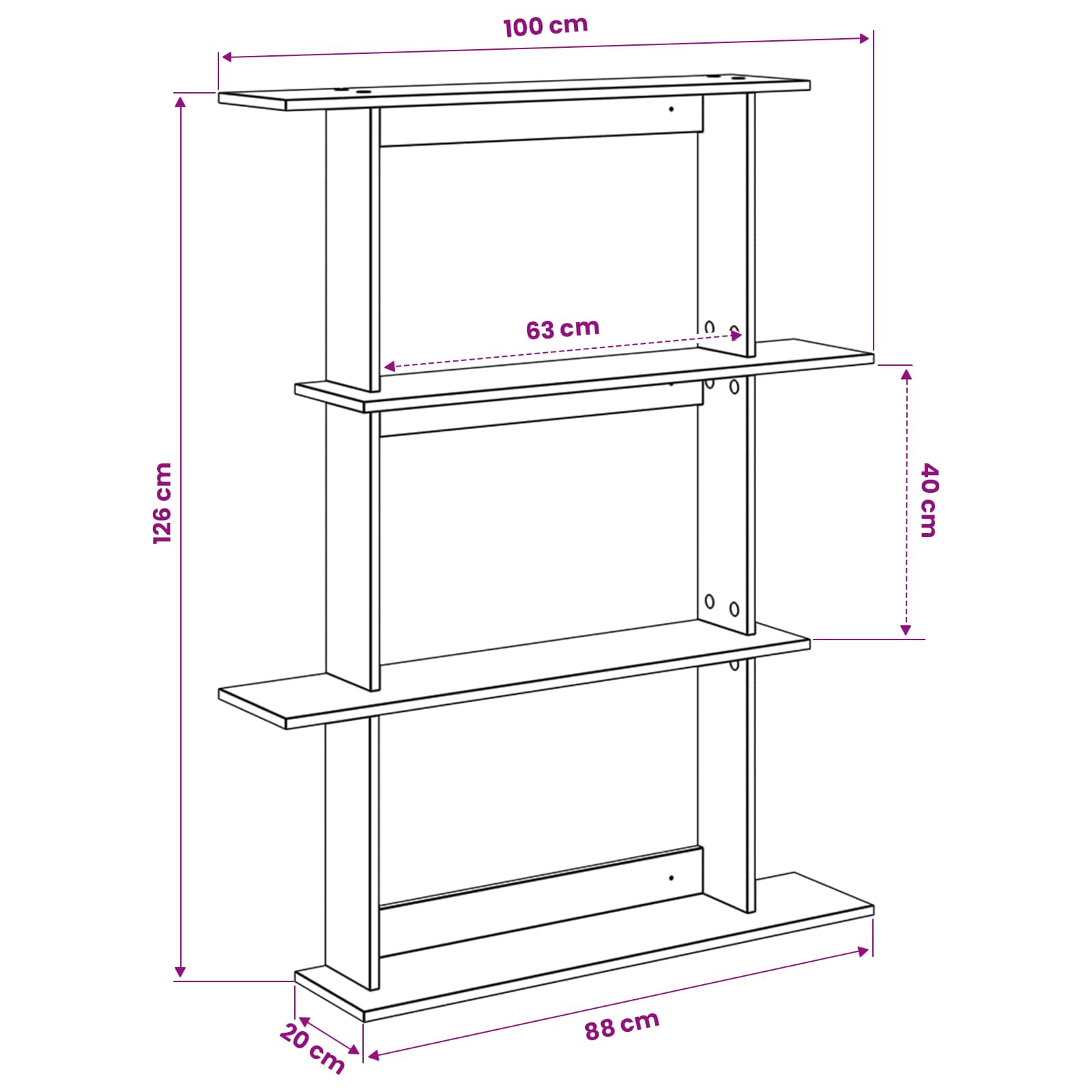 Καθρέφτης Ραφιών Τοίχου Καφέ 100 x 20 x 126 εκ. - Pakobazaar