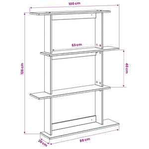 Καθρέφτης Ραφιών Τοίχου Καφέ 100 x 20 x 126 εκ. - Pakobazaar