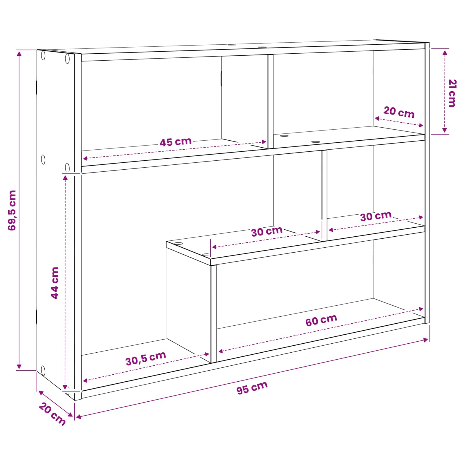 Ράφι Τοίχου Επιτοίχιο Καφέ 95 x 20 x 69,5 εκ. - Pakobazaar