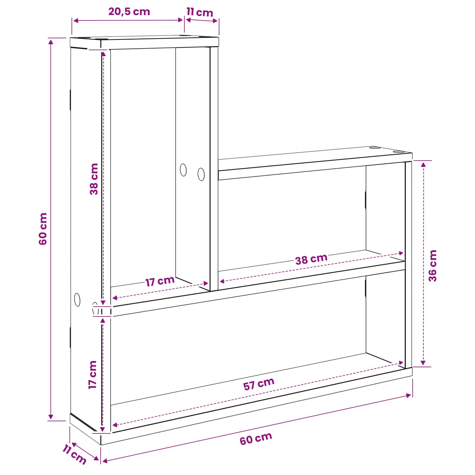 Ράφι Τοίχου Sonoma Δρυς 60 x 11 x 60 εκ. Επεξεργασμένο Ξύλο