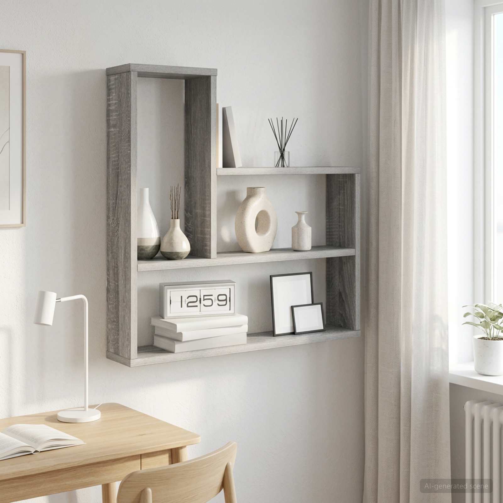 Ράφι Τοίχου Γκρι Sonoma 60 x 11 x 60 εκ. Επεξεργασμένο Ξύλο