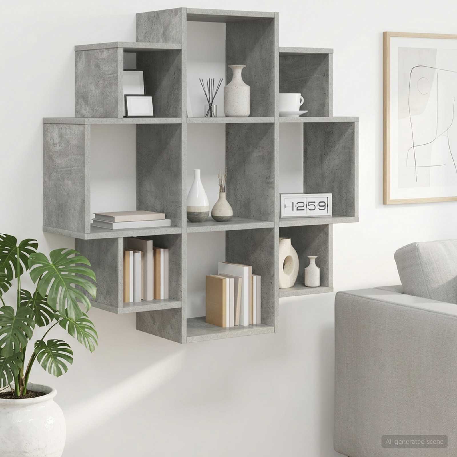 Ράφι Τοίχου Γκρι Σκυροδέματος 90 x 25 x 90 εκ. - Pakobazaar