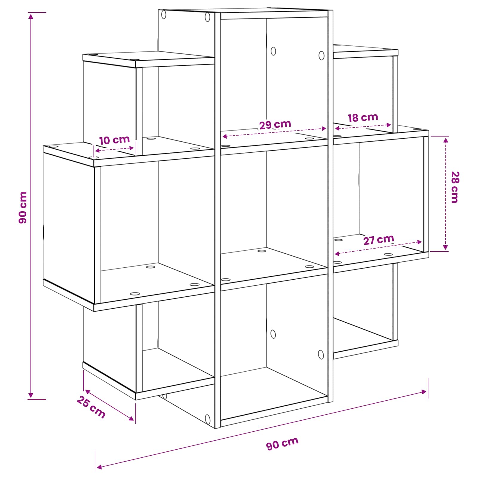 Ράφι Τοίχου Γκρι Sonoma 90 x 25 x 90 εκ. Επεξεργασμένο Ξύλο - Pakobazaar