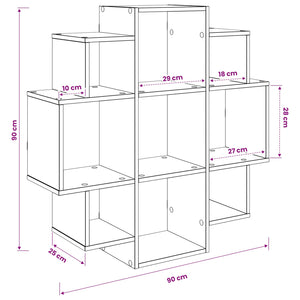 Ράφι Τοίχου Γκρι Sonoma 90 x 25 x 90 εκ. Επεξεργασμένο Ξύλο - Pakobazaar
