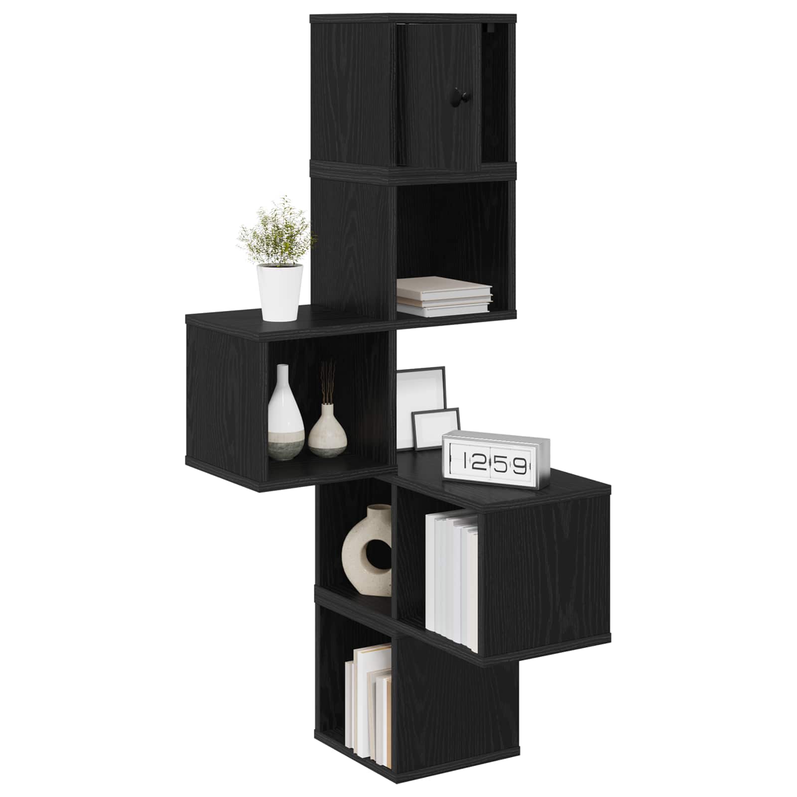 Ράφι Γωνίας Τοίχου Μαύρη Δρυς 48 x 48 x 120 εκ. - Pakobazaar