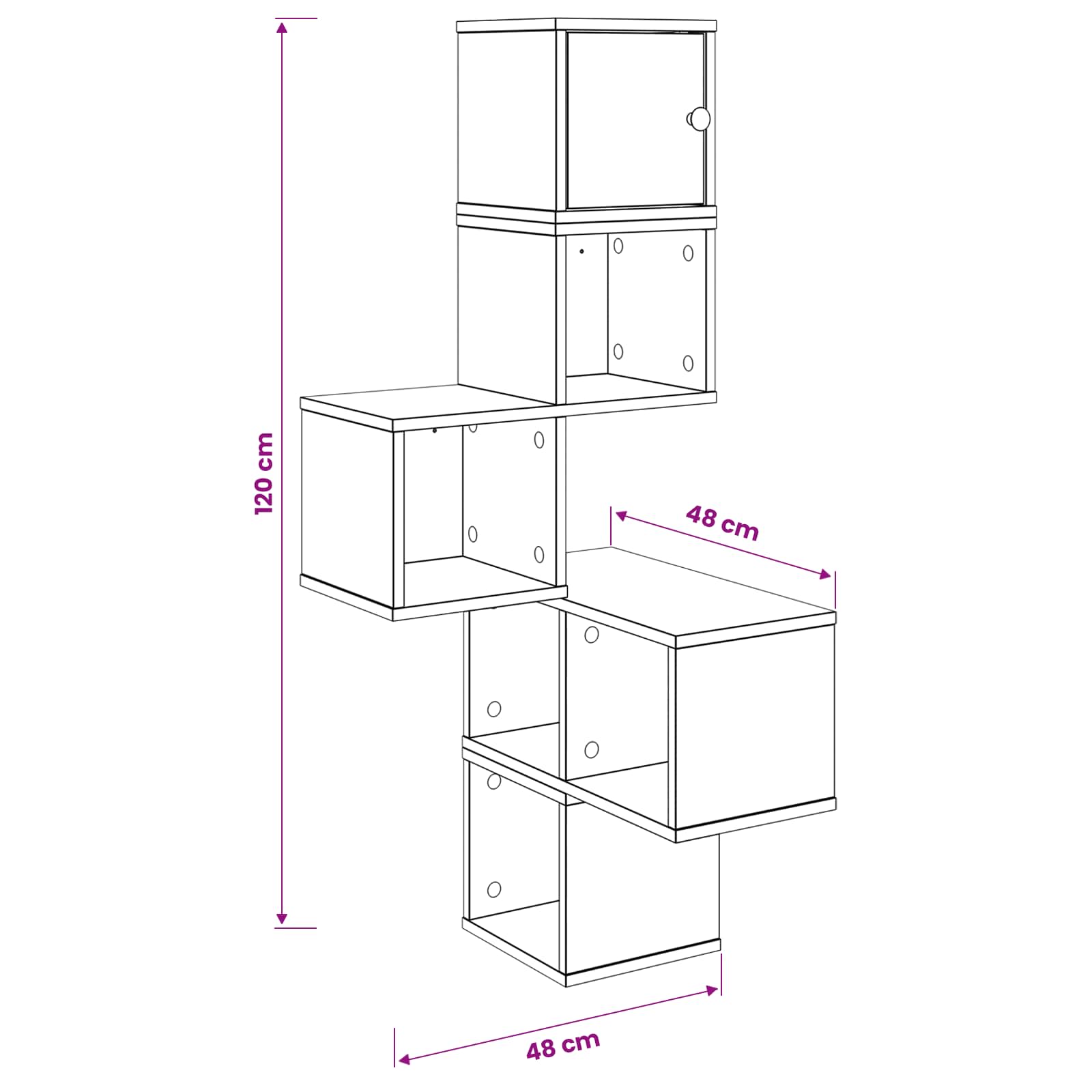 Ράφι Γωνίας Τοίχου Γκρι Σκυροδέματος 48 x 48 x 120 εκ.