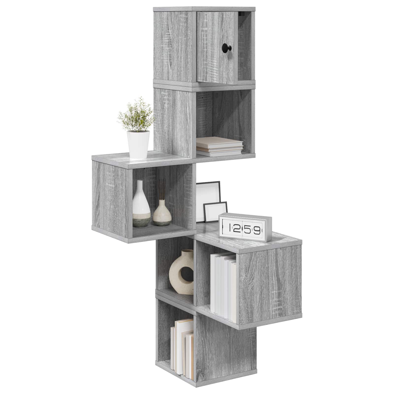 Ράφι Γωνίας Τοίχου Γκρι Sonoma 48 x 48 x 120 εκ. - Pakobazaar