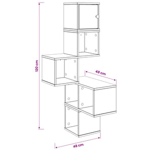 Ράφι Γωνίας Τοίχου Παλαιωμένο ξύλο 48 x 48 x 120 εκ. - Pakobazaar