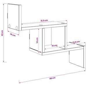 Ράφι Τοίχου Γκρι Σκυροδέματος 48 x 15 x 42 εκ - Pakobazaar