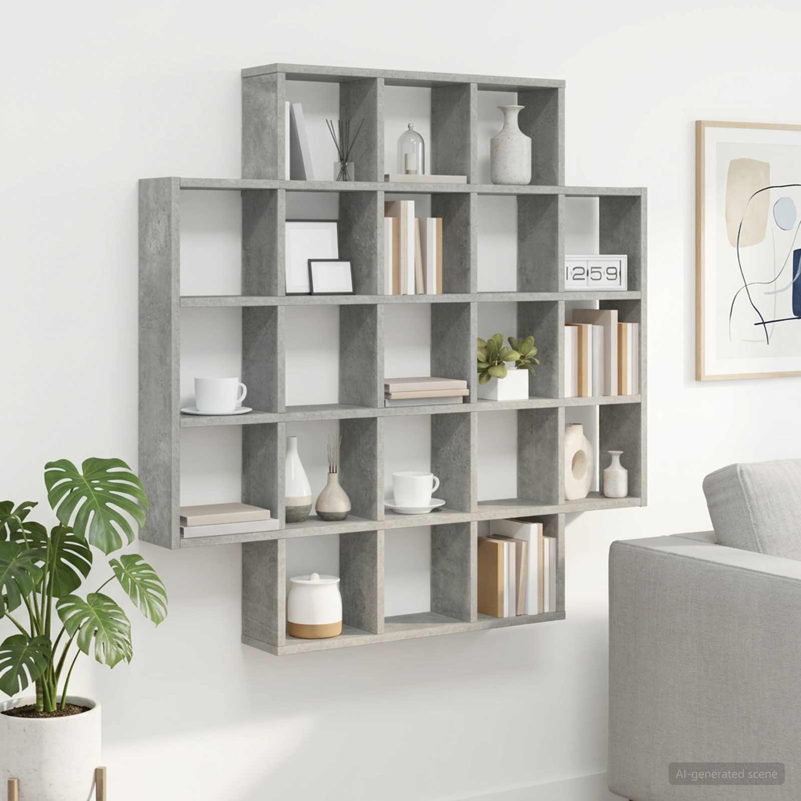 Ράφι Τοίχου Γκρι Σκυροδέματος 100 x 13 x 100 εκ - Pakobazaar