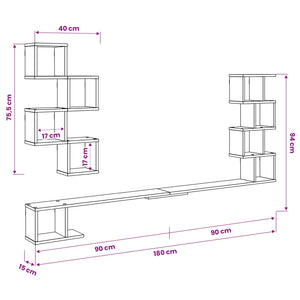 Ράφι Τηλεόρασης Τοίχου Sonoma Δρυς 180 x 15 x 94 εκ - Pakobazaar