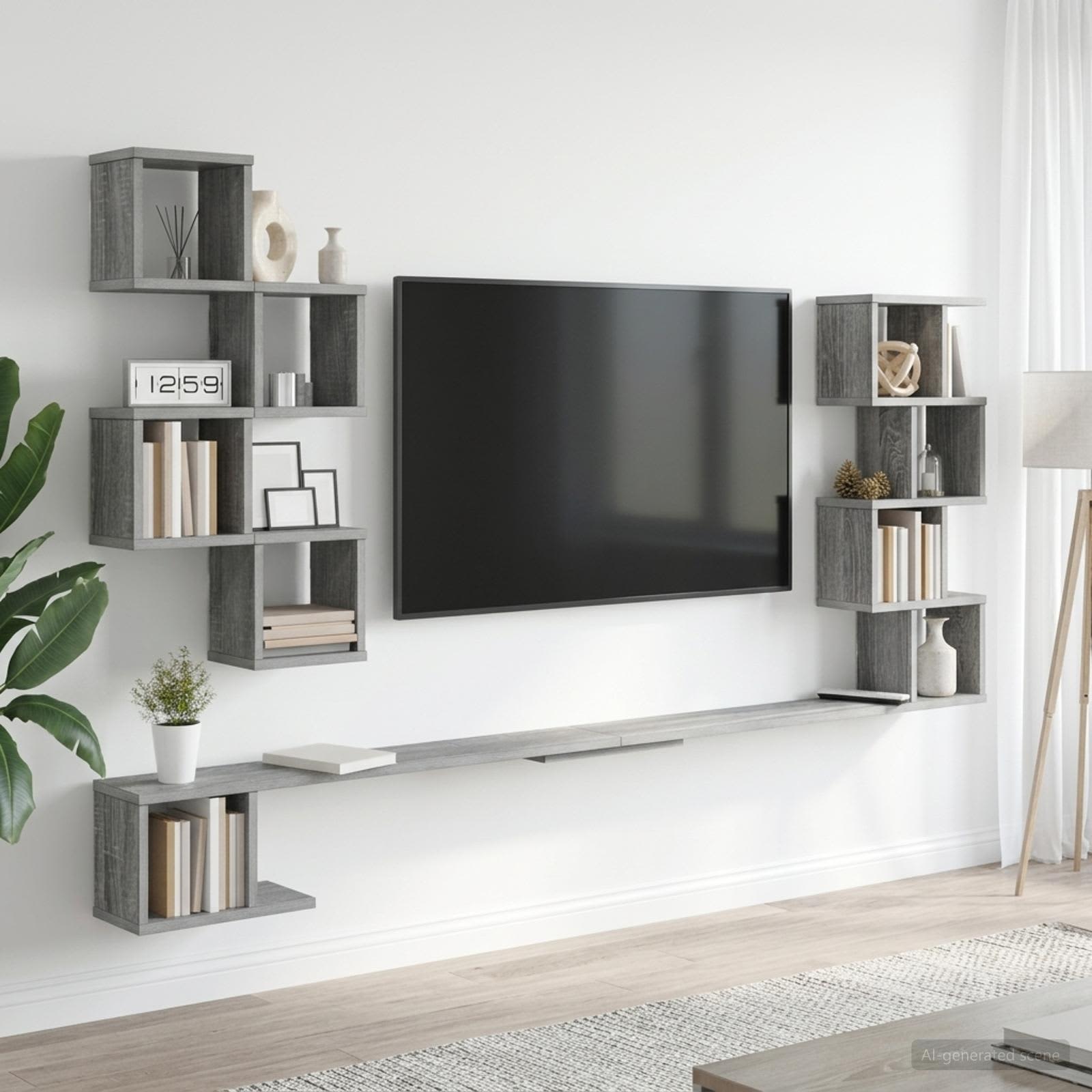 Ράφι Τηλεόρασης Τοίχου Γκρι Sonoma 180 x 15 x 94 εκ