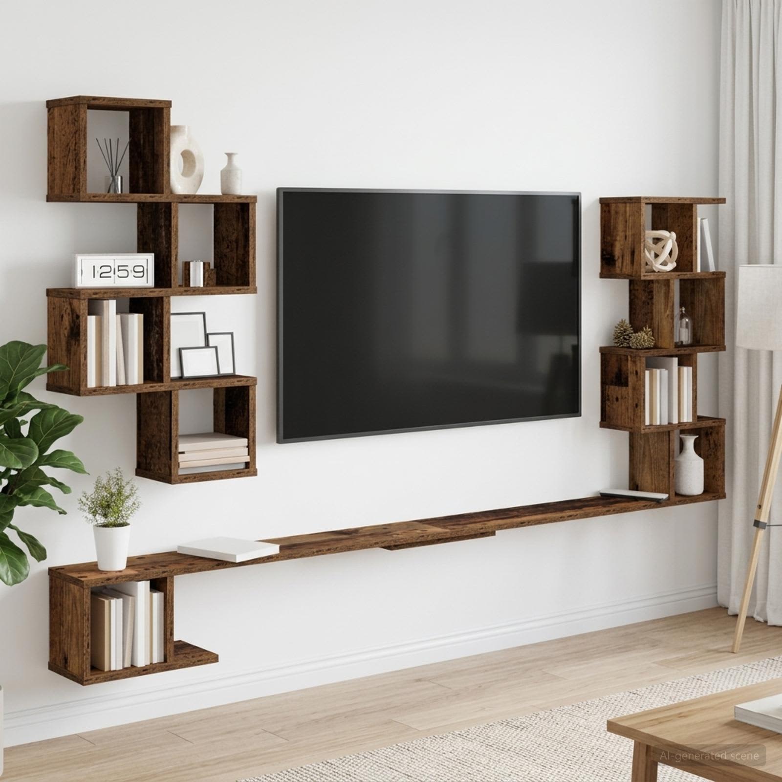Ράφι Τηλεόρασης Τοίχου Παλαιωμένο ξύλο 180 x 15 x 94 εκ
