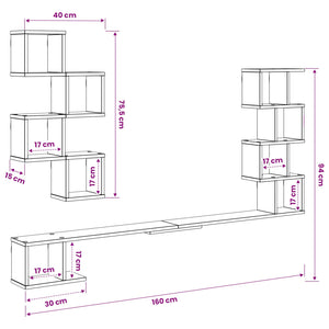 Ράφι Τηλεόρασης Τοίχου Μαύρη Δρυς 160 x 15 x 94 εκ - Pakobazaar