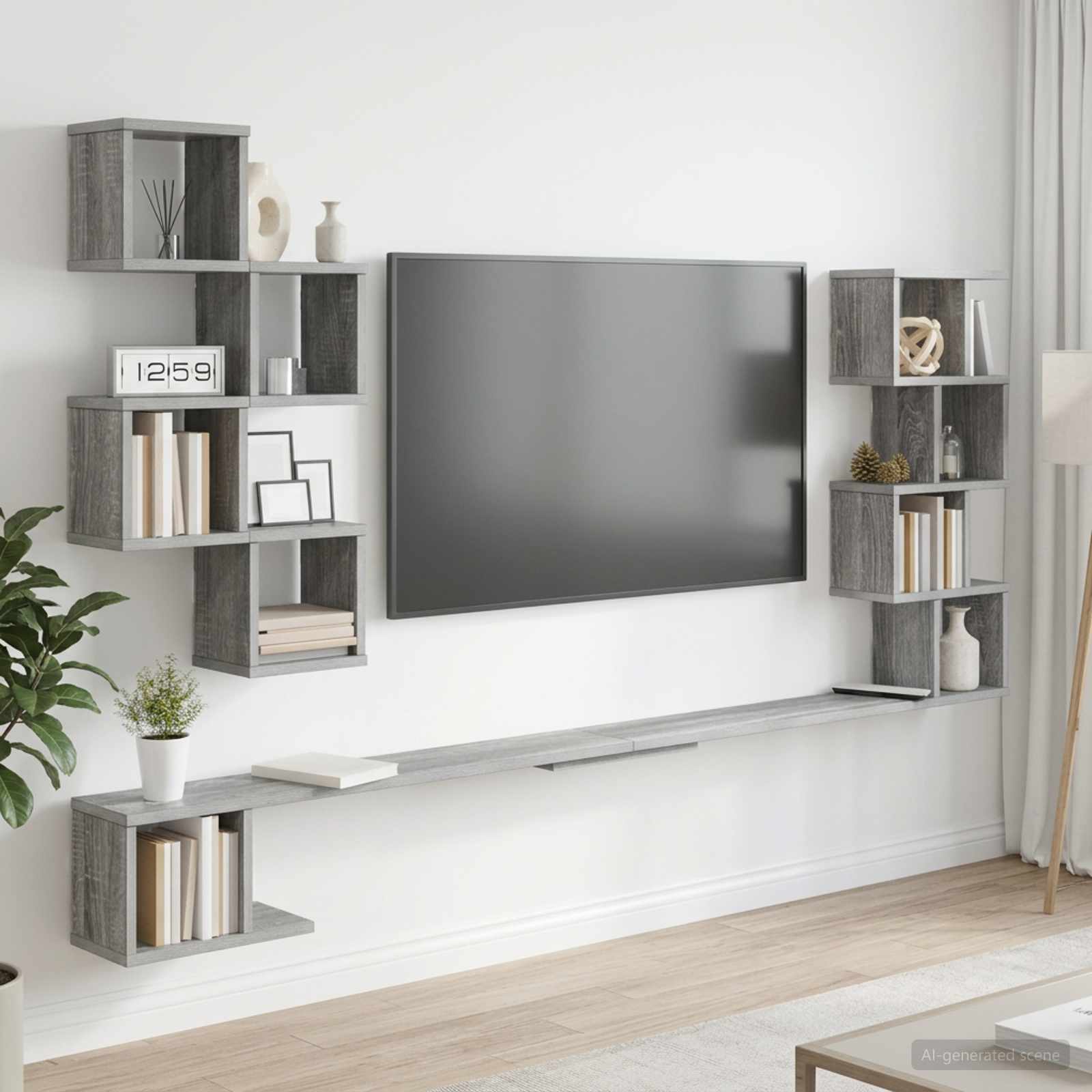 Ράφι Τηλεόρασης Τοίχου Γκρι Sonoma 160 x 15 x 94 εκ