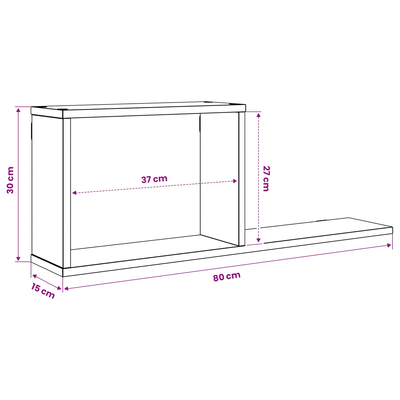 Κρεμαστά ράφια Γκρι Σκυροδέματος 80 x 15 x 30 εκ