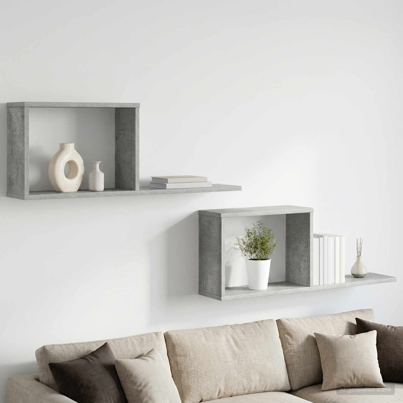 Κρεμαστά ράφια 2 pcs Γκρι Σκυροδέματος 80 x 15 x 30 εκ
