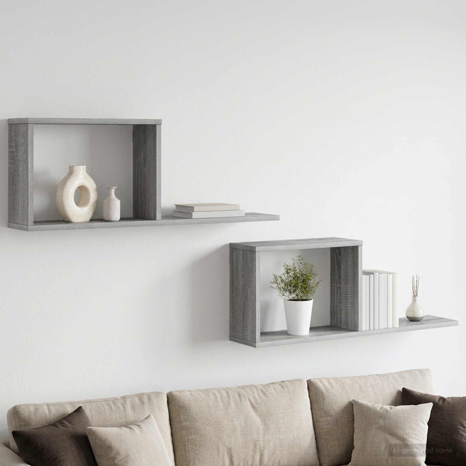 Κρεμαστά ράφια 2 pcs Γκρι Sonoma 80 x 15 x 30 εκ
